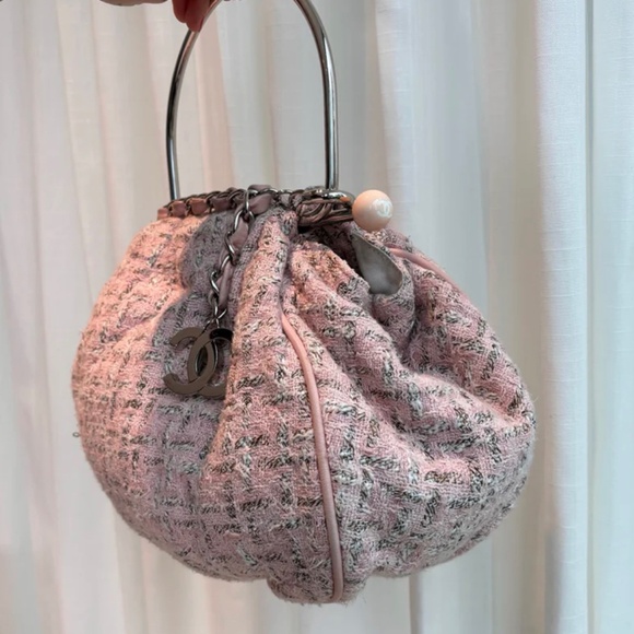 Authentic Pre-Owned Chanel Tweed Boucle Knitting Bag Pink - Picture 12 of 13